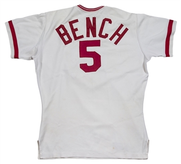 1973 Johnny Bench Game Used & Signed Cincinnati Reds Home Jersey (Beckett) 